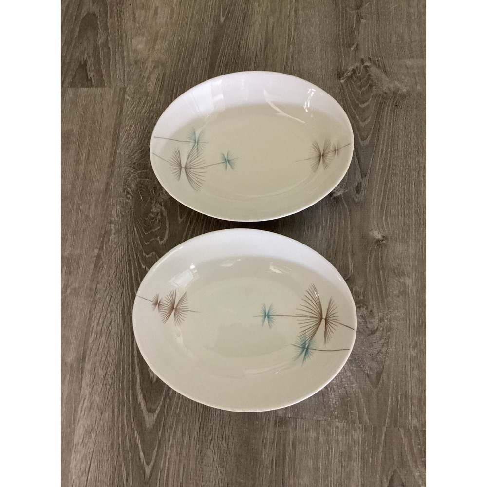 Caribe Casual Carlos Montes G San Juan MCM Oval Bowls Set of 2 White Turquoise